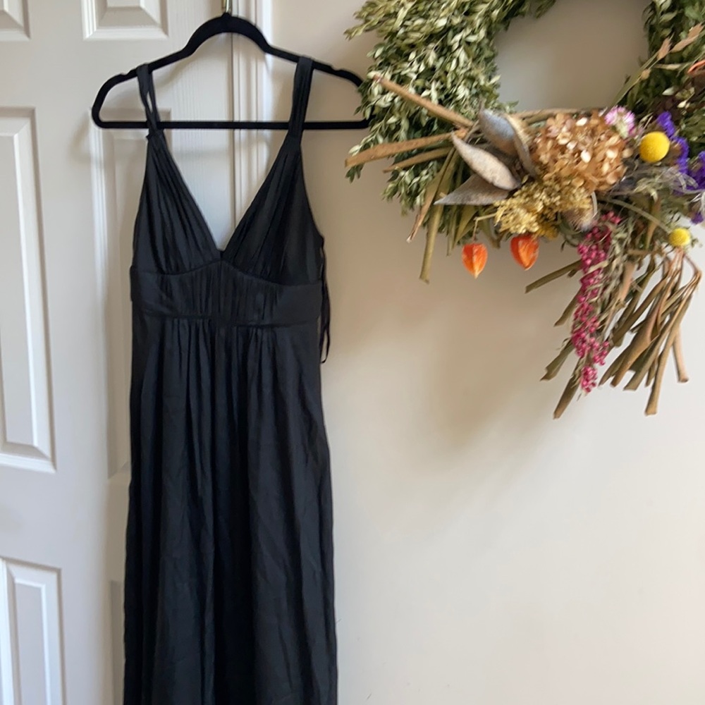 Ankle length silk black dress